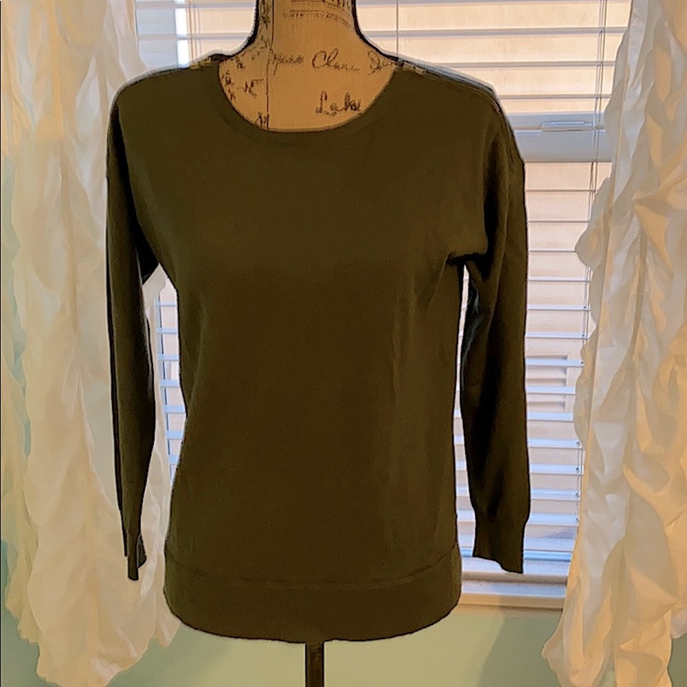 J Crew olive color sweater.
